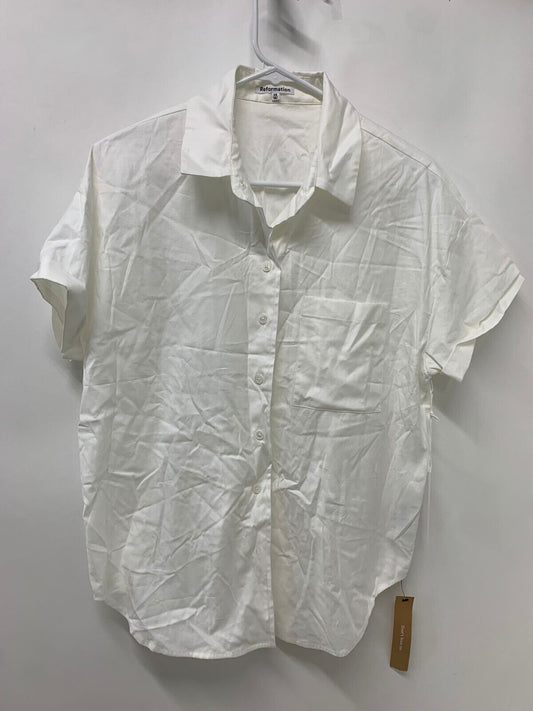 Reformation Womens XS Button Down Caleb Oversized Shirt White Poplin