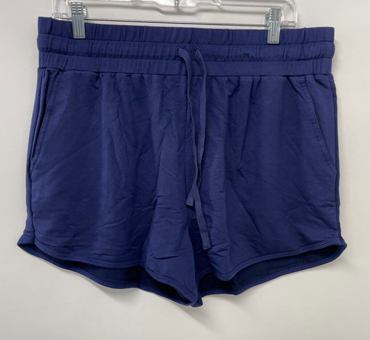 Fabletics Womens XL Lounge Terry Gym Short Deep Navy Curved Hem SO2149154-4846