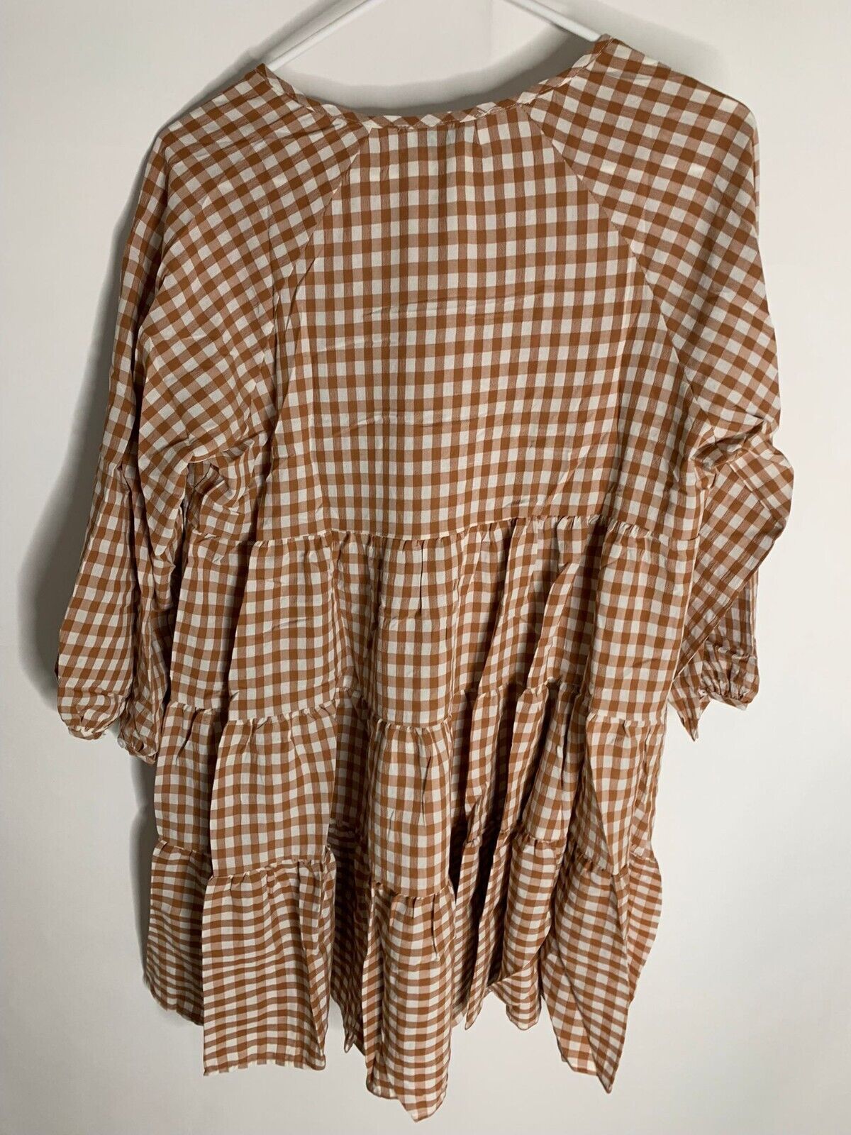 Petal + Pup Womens 6 Brown Gingham Alana Dress Tiered Ruffle Smocked