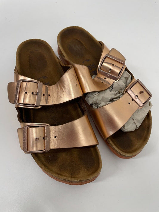 Birkenstock Womens 37 Arizona Birko-Flor Slides Sandal Copper Big Buckle 1023960