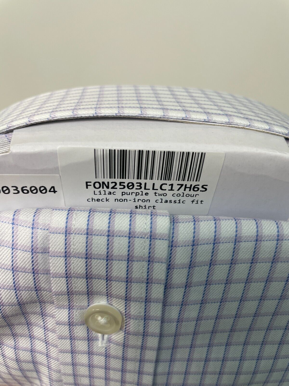 Charles Tyrwhitt Mens 17.5/36 Two Color Check Dress Shirt Lilac Classic Fit