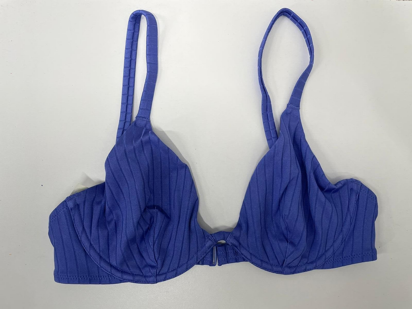Aerie Women XL 34C High Cut Shine Ribbed Bikini Bottom Underwire Bikini Set Blue