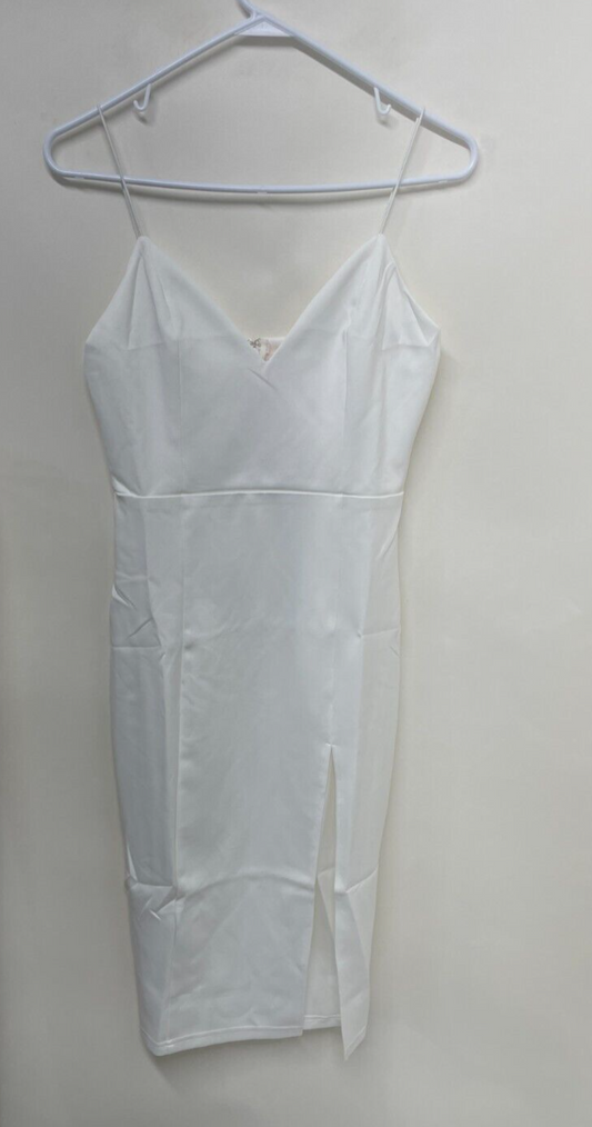 Showpo Women's 6 Big Ideas Midi Dress White Cocktail Thigh Split S005820 NWT