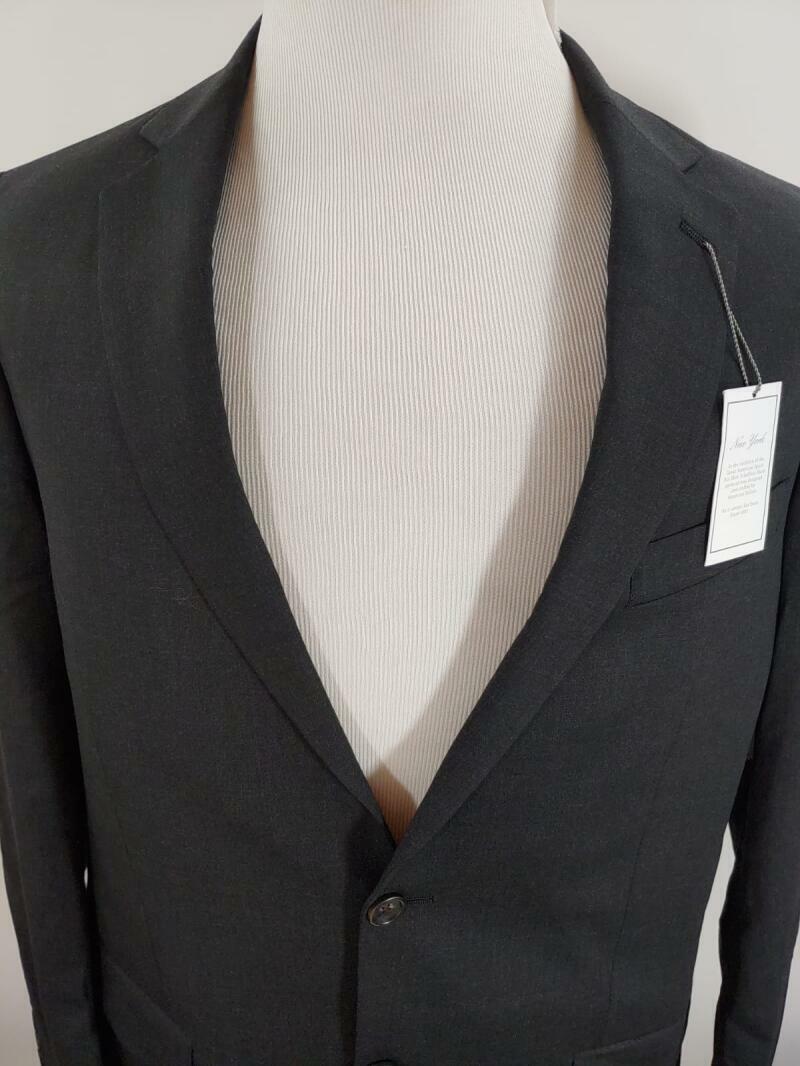 Hart Schaffner & Marx Mens 44L Black Gray New York Classic Wool Suit Jacket