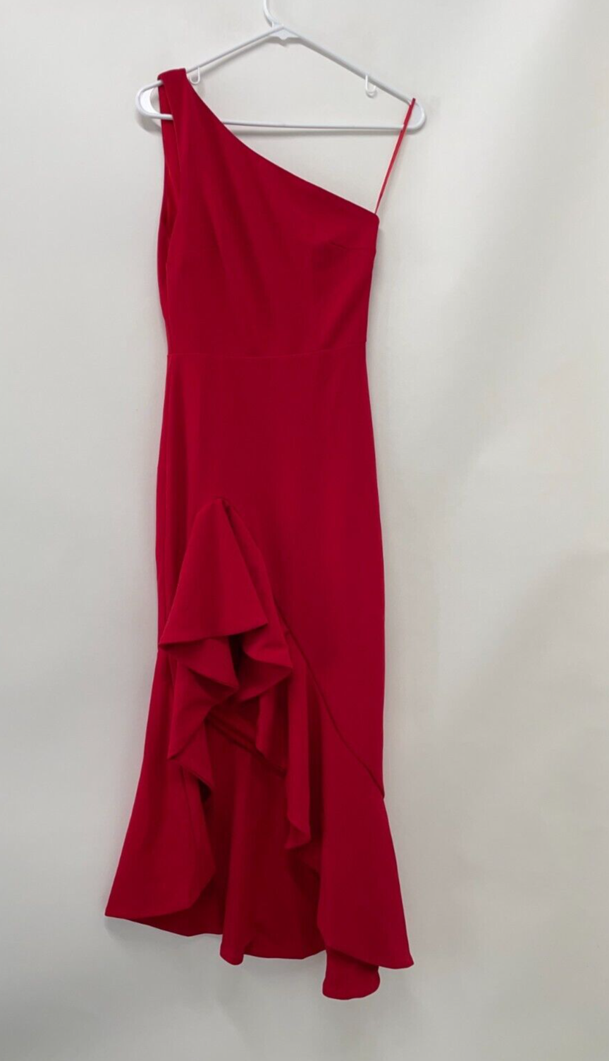 True Violet ASOS Women's 4 One Shoulder Ruffle Midi Dress Red One Shoulder NWT