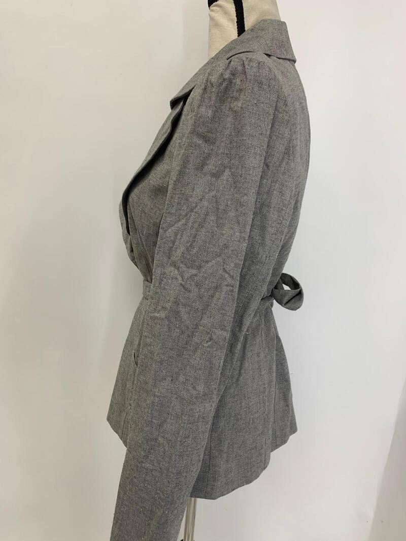 Classiques Entier Womens 14 Gray Marled Belted Crepe Blazer Jacket Wool Fleck