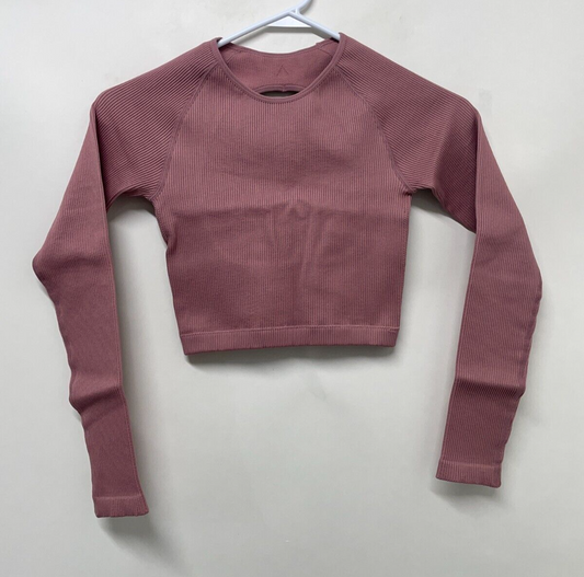 Vitality Womens XS/S Synergy Open Back Long Sleeve Crop Top Rose Compression NWT
