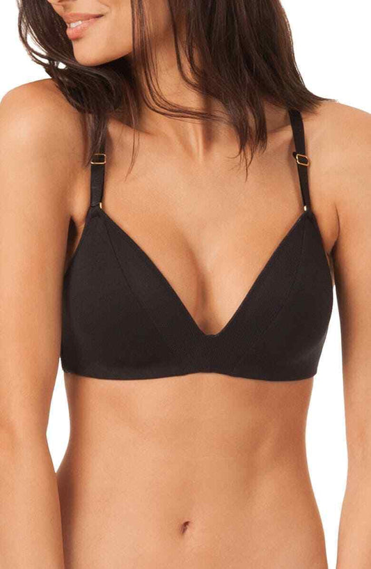 Lively Womens 36D Black The All-Day Deep V No-Wire Bra