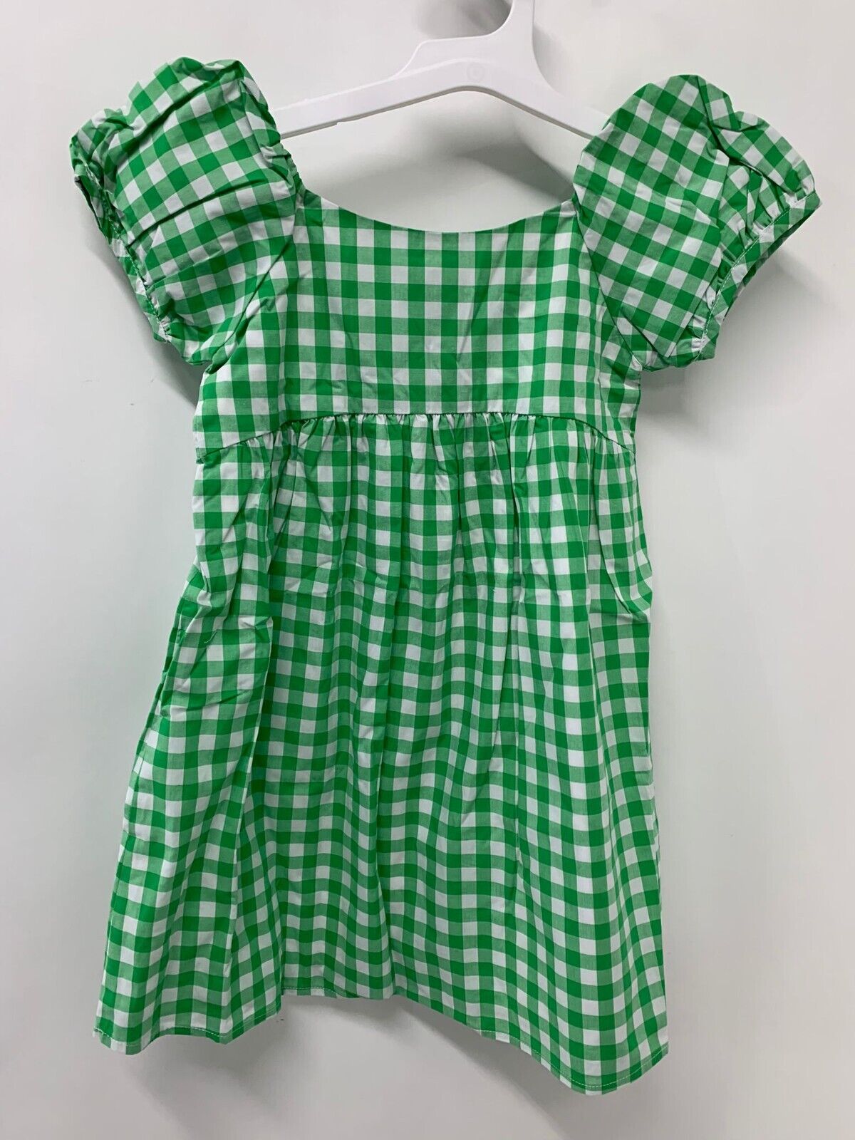 Janie & Jack Girls 4 Gingham Puff Sleeve Dress Green Shrub White Spring Easter