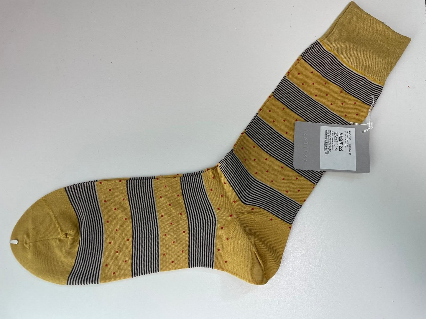 Antipast Women’s AM3-752 Suika Stripe Sock Mustard Calf Length Cotton Nylon