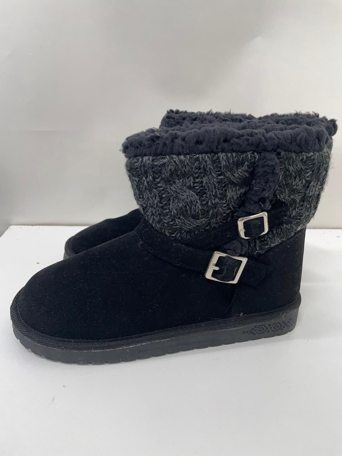 Muk Luks Essentials Womens 7 Black Alyx Boots Dark Grey 15023-004 Ankle Winter