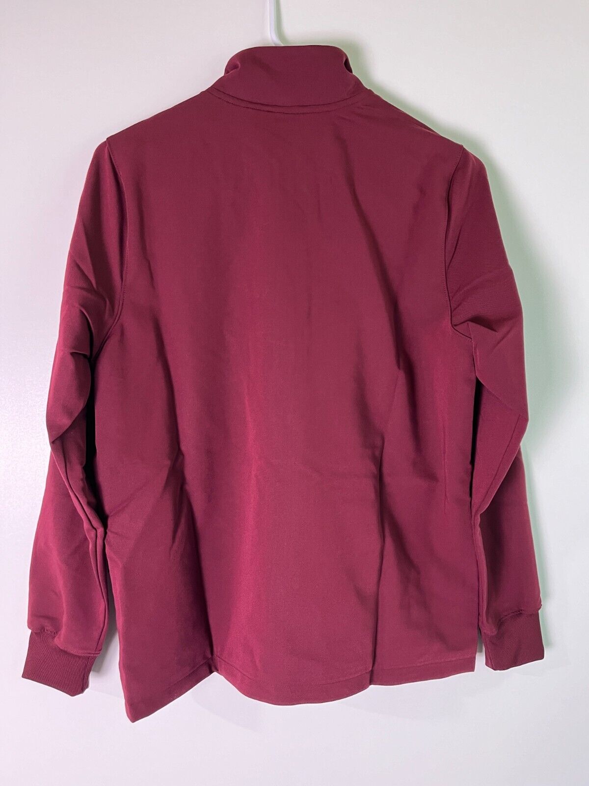 JAANUU Women's S Ceri Essential 6-Pocket Full Zip Scrub Jacket Burgundy W60001