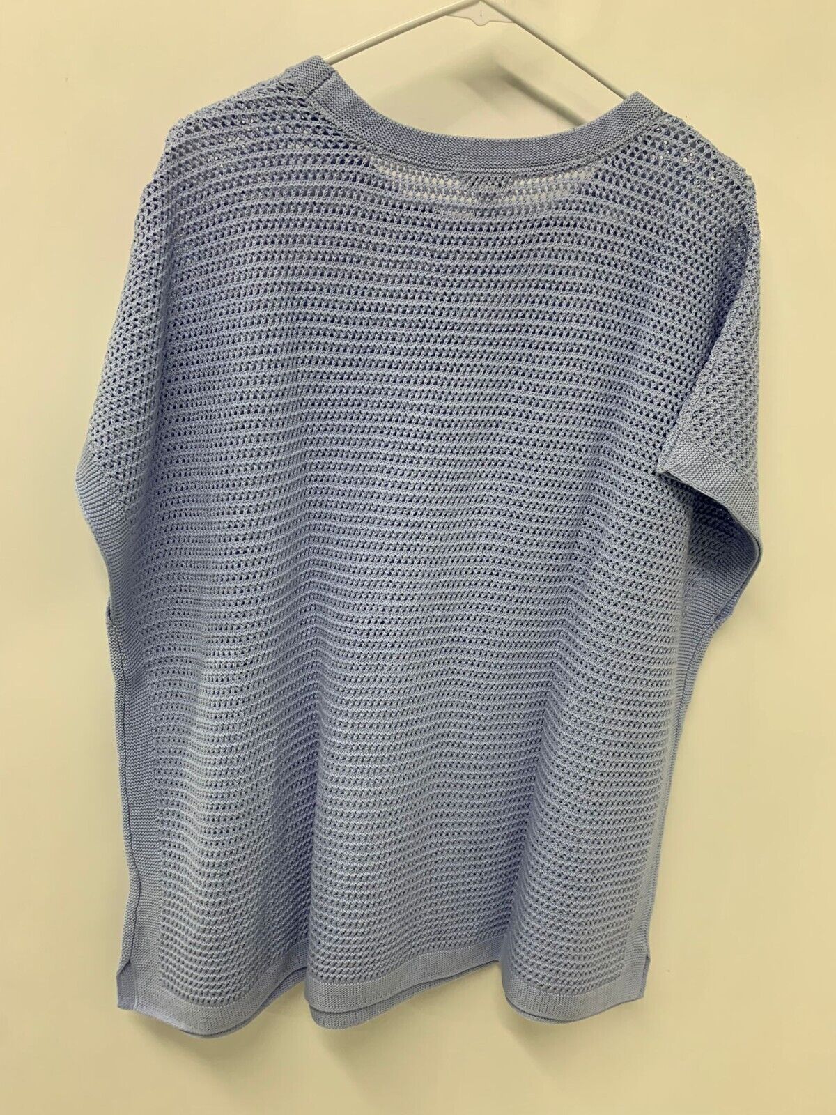 J Jill Womens 2X Textured Open Stitch Sweater Knit Poncho Tunic Pale Blue