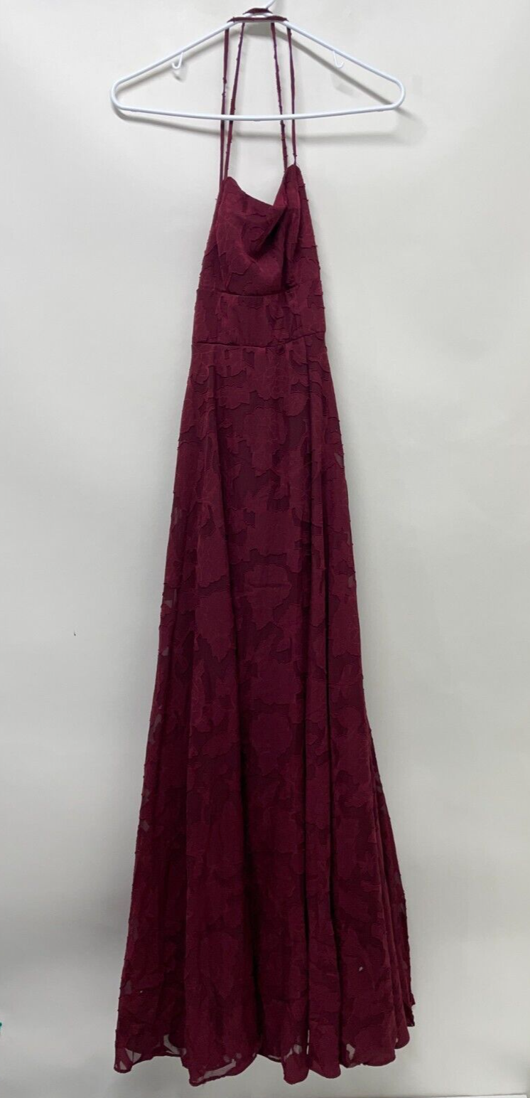 Lulus Womens XS Let There Be Romance Floral Maxi Dress Burgundy Burnout 120D2014