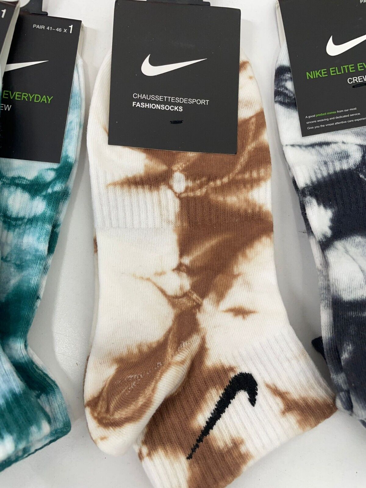 Nike Womens 41-46 Elite Everyday Crew Socks Tie Dye 1 Pair Athletic