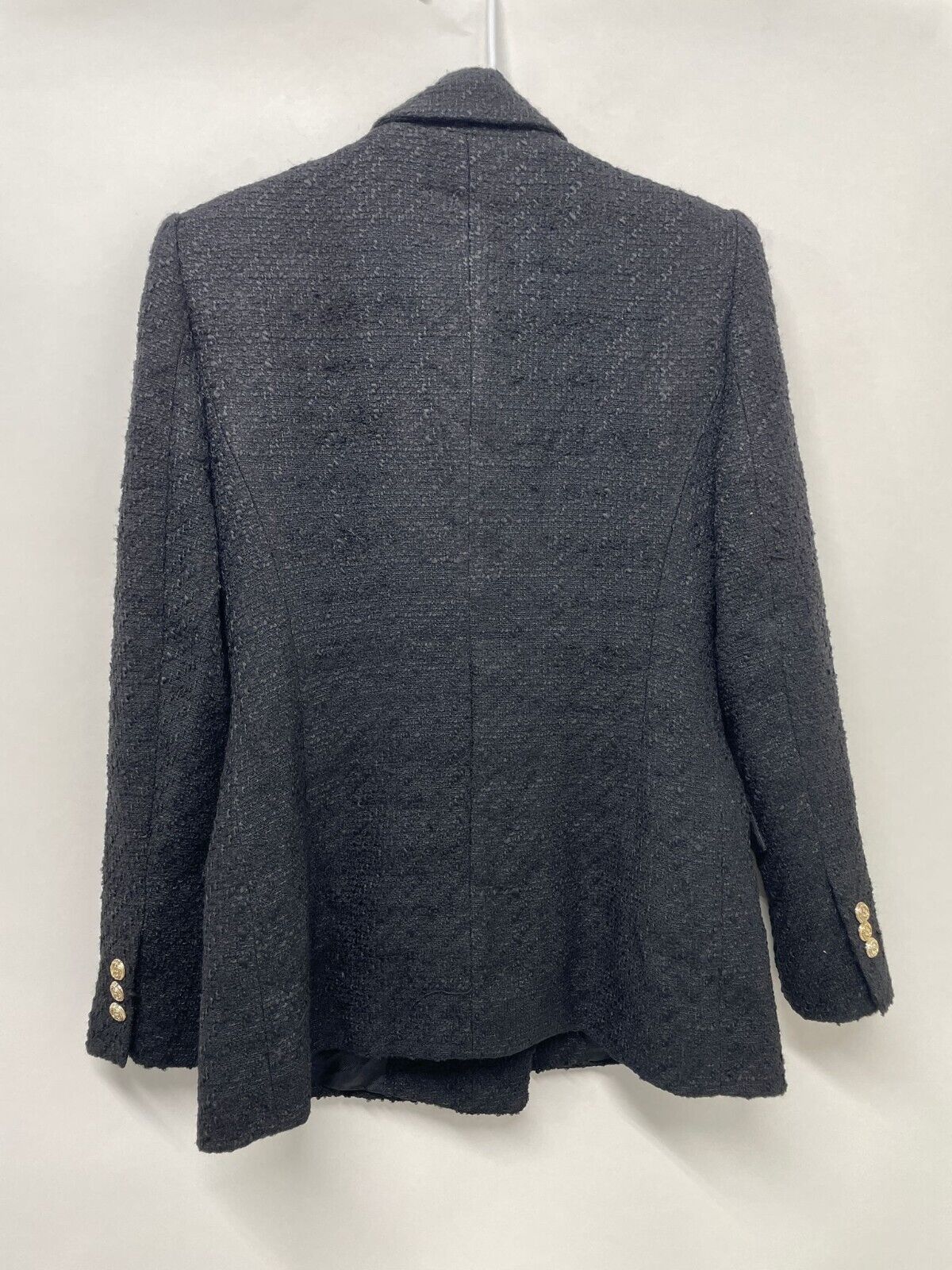 Zara Womens M Black Textured Double Breasted Blazer 7553/457 Jacket Tweed Weave