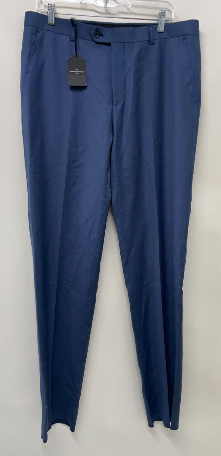 Combatant Gentleman Mens 34 Essential Slim Fit Suit Dress Pants Slate Blue