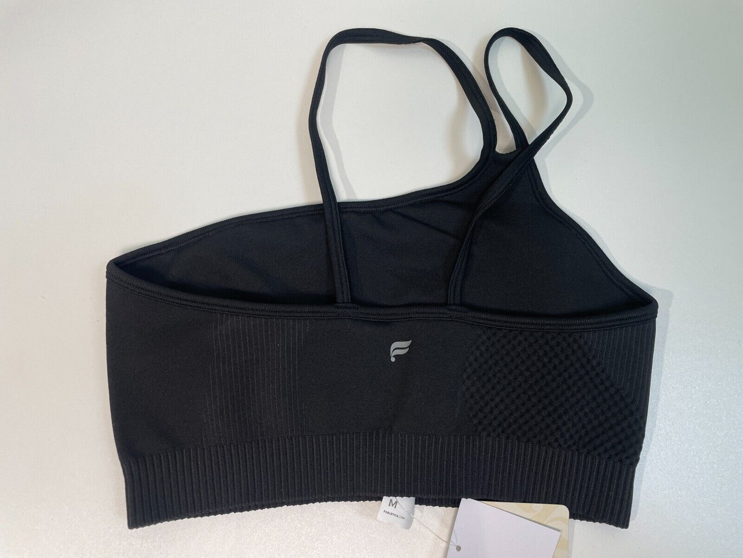 Fabletics Womens M Seamless Low Impact One Shoulder Bra Black BA2356179