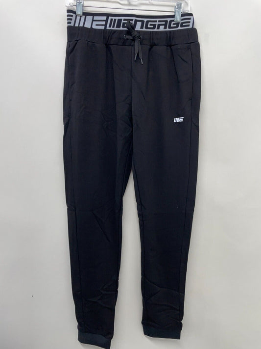 Engage Womens M Jogger Pants Black Spell Out Logo Drawstring Waist Skinny Leg