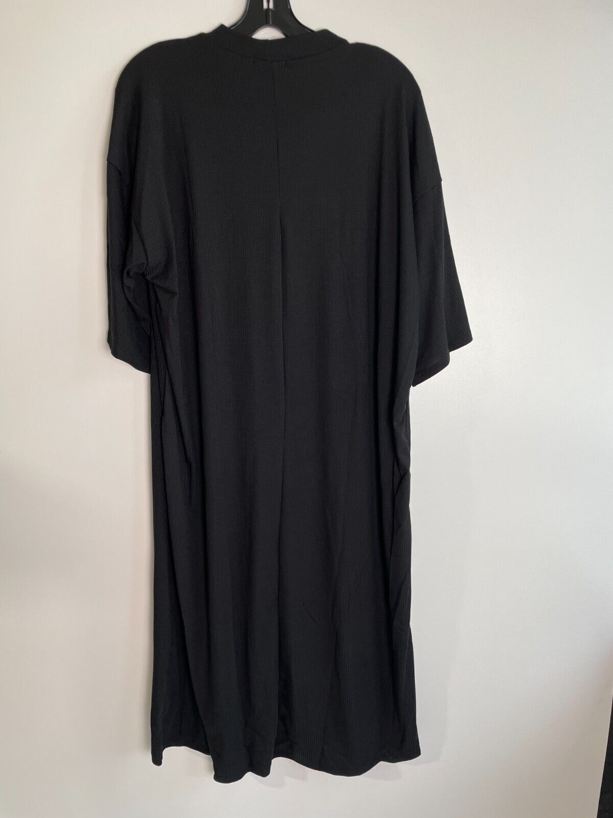 Lala Womens L Ozzy Ribbed Oversized Midi Dress Black Mock Neck Boxy DR-1108