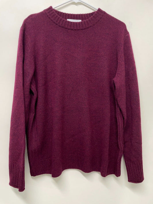 Brass Women's M The Boyfriend Cashmere Sweater Cabernet Purple Relaxed Fit NWT