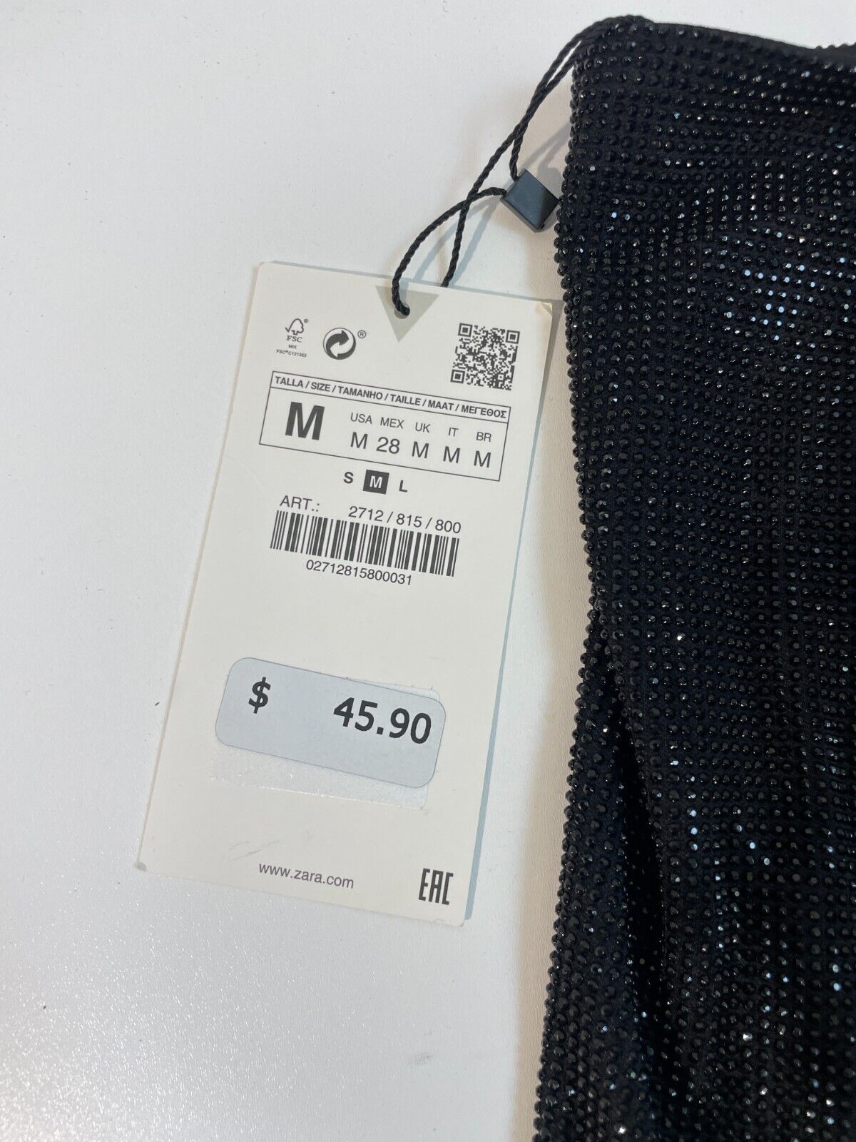 Zara Womens M Beaded Sparkly Mini Skirt Black Zip Closure 2712/815 Swiftie