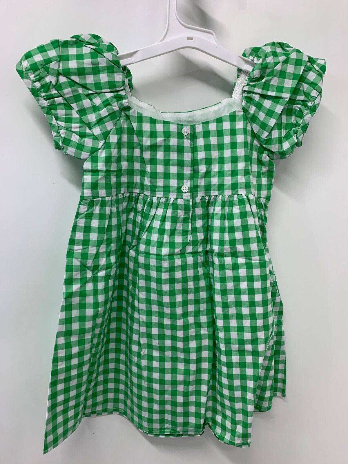 Janie & Jack Girls 4 Gingham Puff Sleeve Dress Green Shrub White Spring Easter