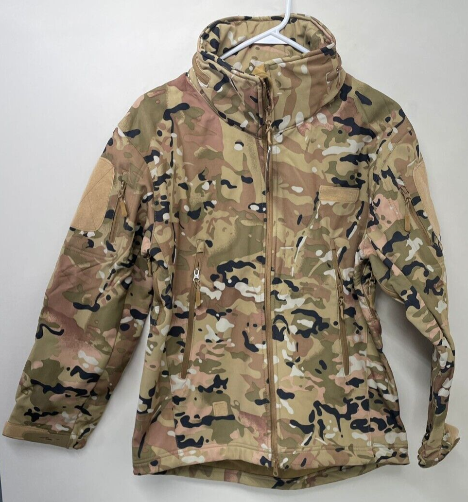 Mens Shark Skin Soft Shell Military Tactical Zip Jacket Fleece Lined Camo Hunt