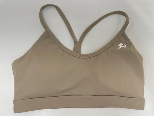 Powerlete Womens S Evolve Sports Bra Dark Stone Beige Medium Support Lightweight