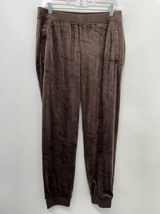 Chico's Zenergy Womens 1R Velour Jogger Pant Brown Ribbed Cuff Pull On 570316494