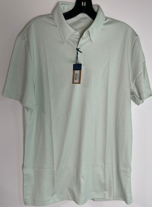 Charles Tyrwhitt Mens M Smart Jersey Polo Shirt Golf Light Green Short Sleeve