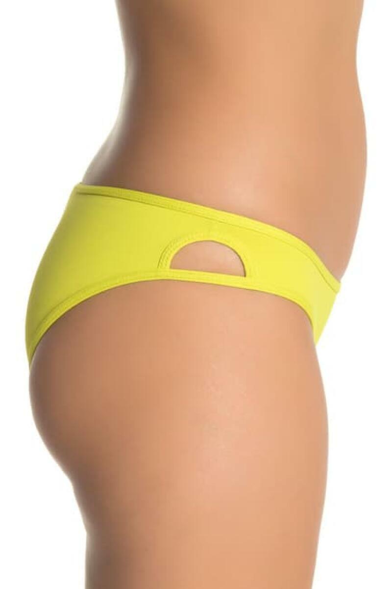 L Space Womens M Limelight Yellow Rachel Cutout Bikini Bottoms Swimsuit Lime