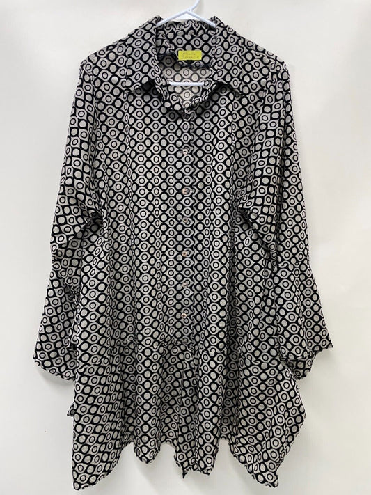 Giselle Shepatin Womens XXL Mini Shirt Dress Black Button Front Oversized