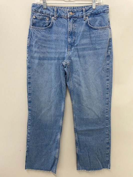 Zara Womens 10 Z1975 Mid Waist Straight Fit Seamless Hem Jeans Blue 6164/119