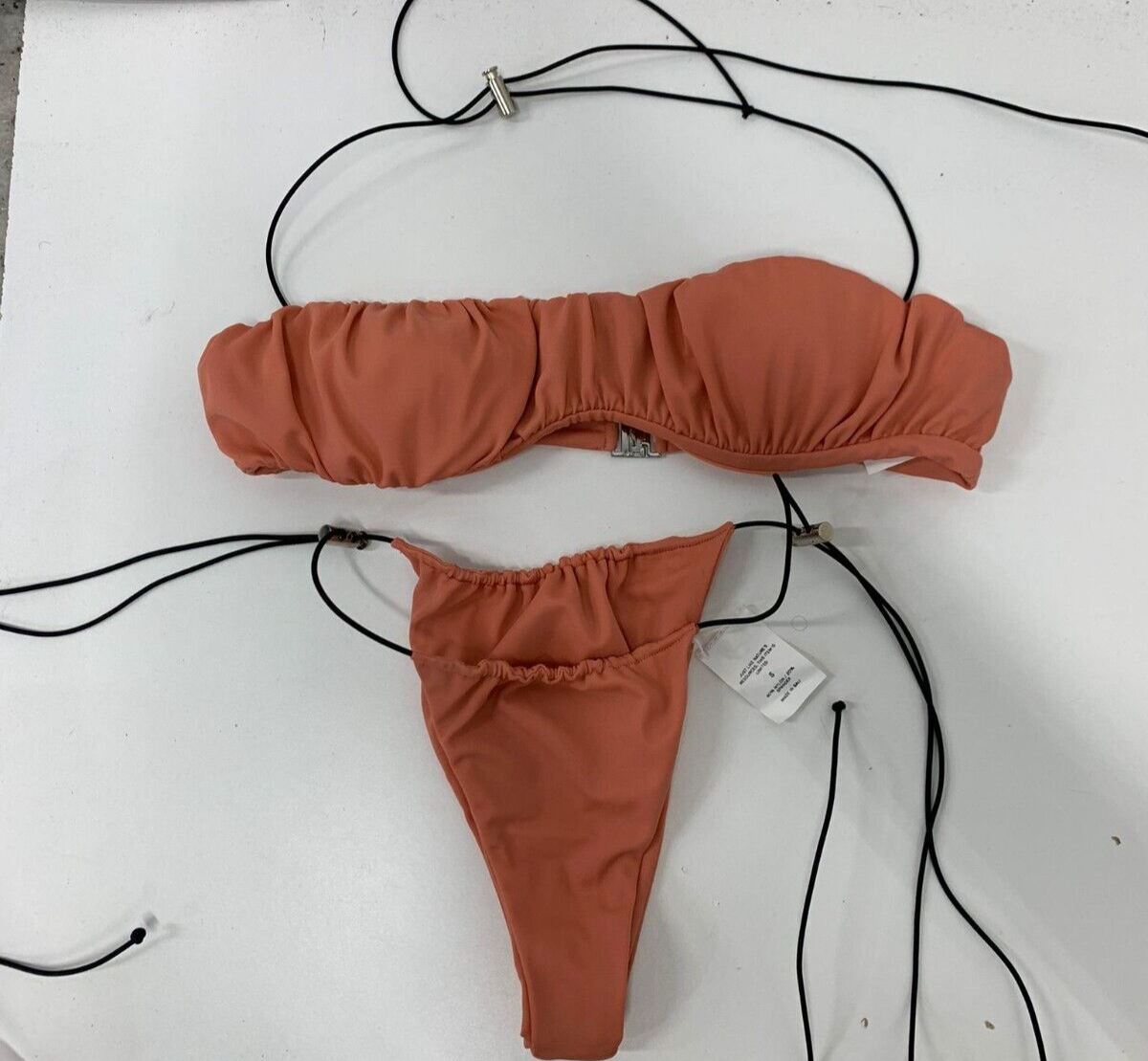 Netta Womens S BS Matte Crabapple The Ruched Suit Bikini Top & Bottom Swimsuit