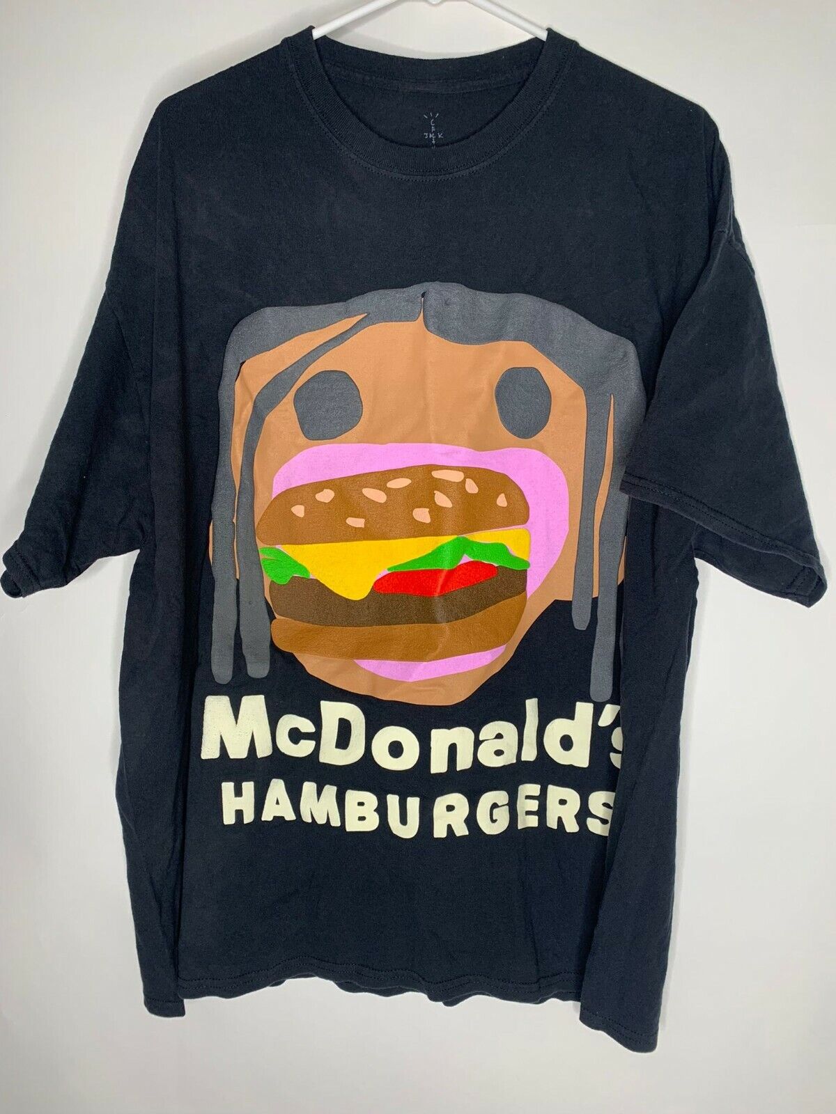 Cactus Jack Mens L Black Travis Scott McDonalds Hamburger Meal T Shirt