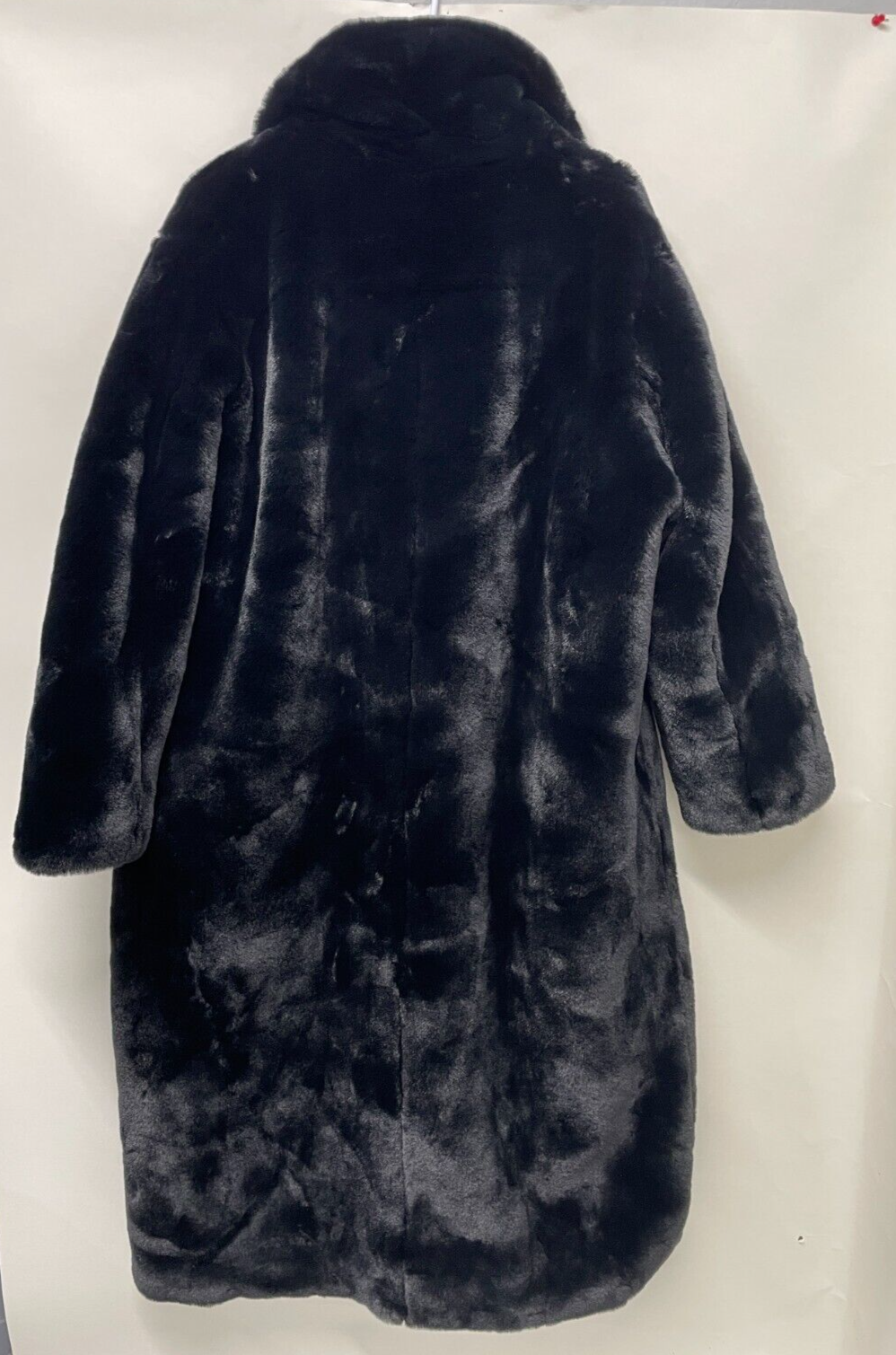 Forever New Women's 14 Cayte Curvy Longline Faux Fur Coat Black Plush