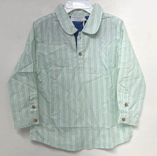 Brock Collection x Minnow Boys Sage Green Long Sleeve Shirt Popover Top Stripe