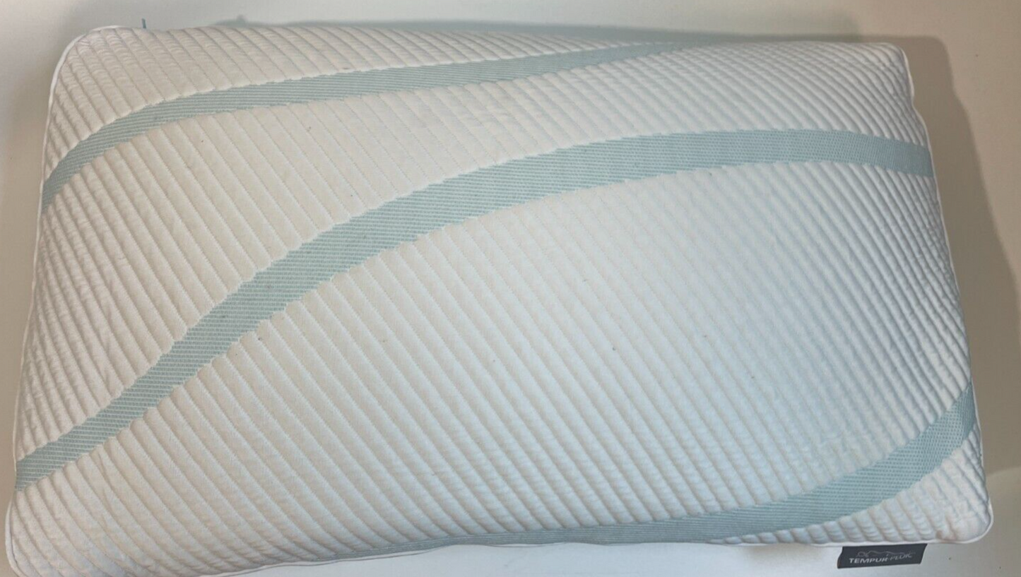 Tempur-Pedic Queen Size Adapt ProMid + Cooling Pillow White Blue Memory Foam