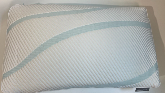 Tempur-Pedic Queen Size Adapt ProMid + Cooling Pillow White Blue Memory Foam