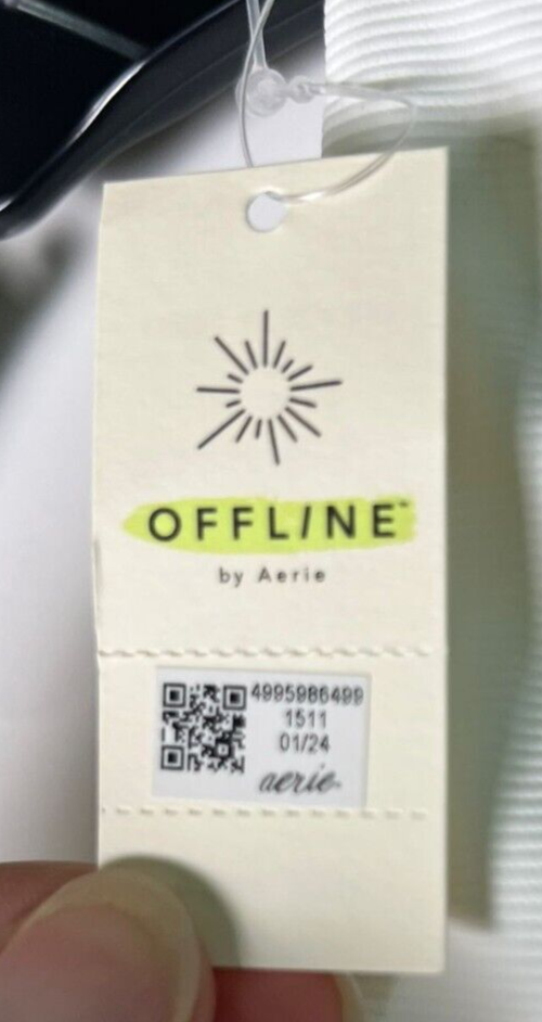 Aerie Womens L OFFLINE Real Me Low Key Longline Sports Bra White