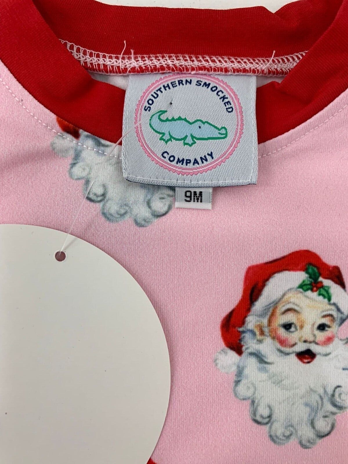 Southern Smocked Co Baby Girls 9M Pink Santa Claus Holly Jolly Set Pajama