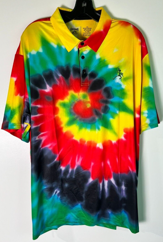 Grateful Dead  Section 119 Men 2XL Tie Dye Team Lithuania Polo Shirt Performance