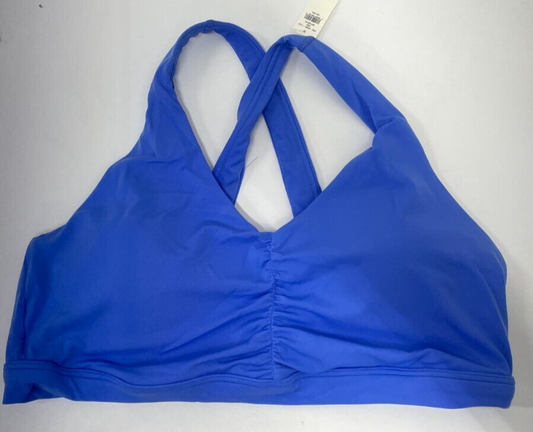 Offline by Aerie Womens XXL Real Me Ruched Cut Out Sports Bra Blue 2698-1167