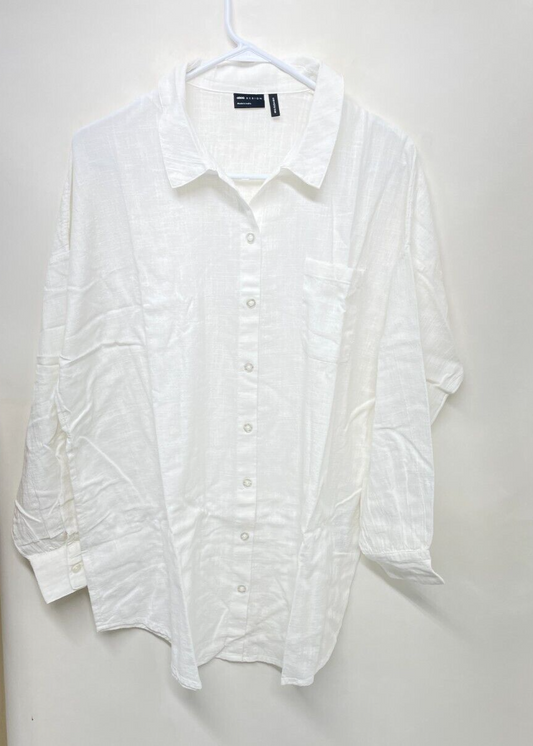 ASOS Women's 2 Oversized Natural Beach Shirt White Long Sleeve 110514135 NWT