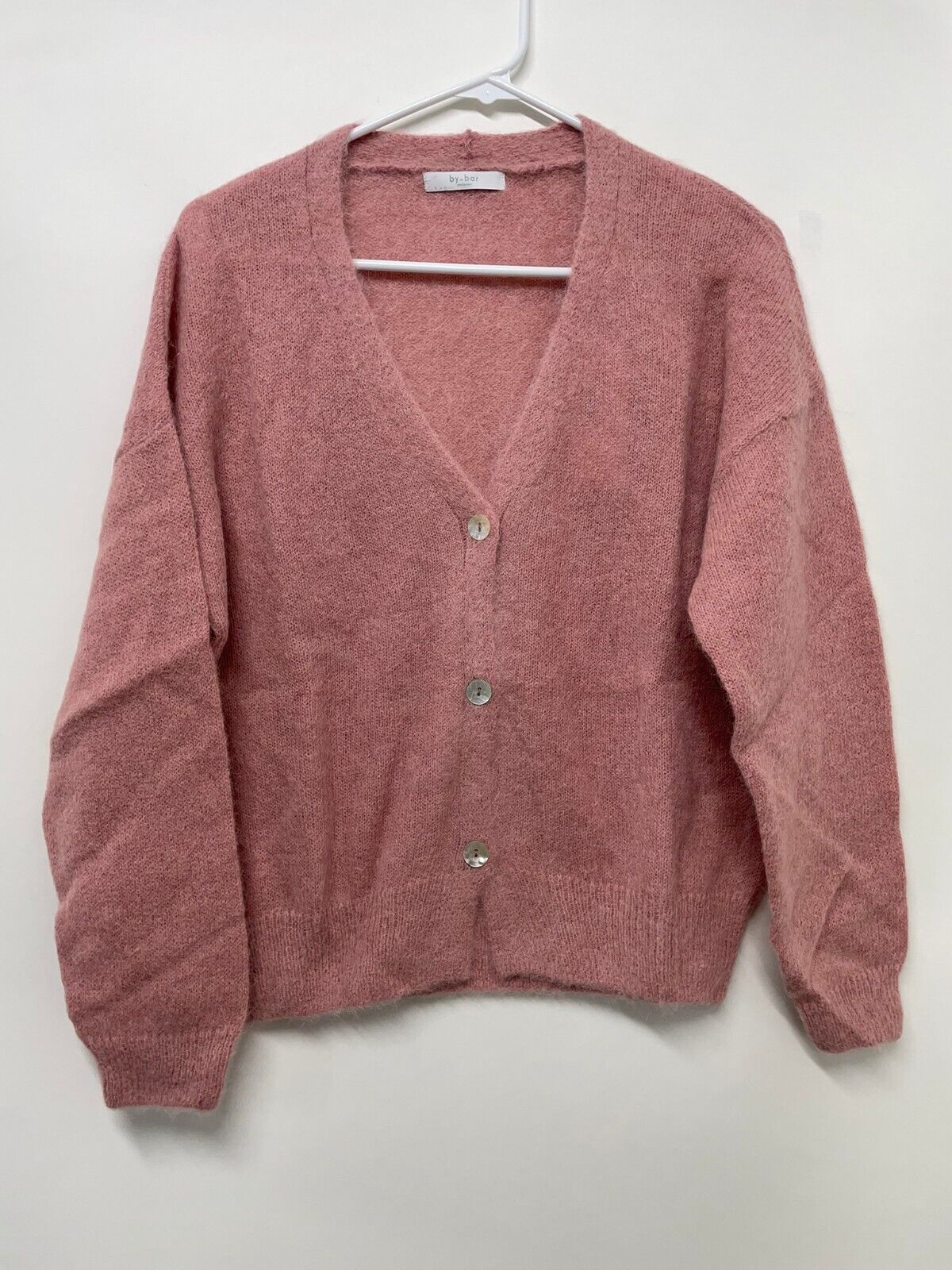 By-Bar Womens S Liv Cardigan Cozy Sweater Ash Rose Pink Alpaca Fuzzy
