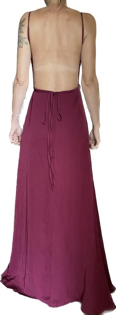 Showpo Womens 8 Starry Eyes Sparkling Wrap Dress Wine Satin Burgundy Red Maxi