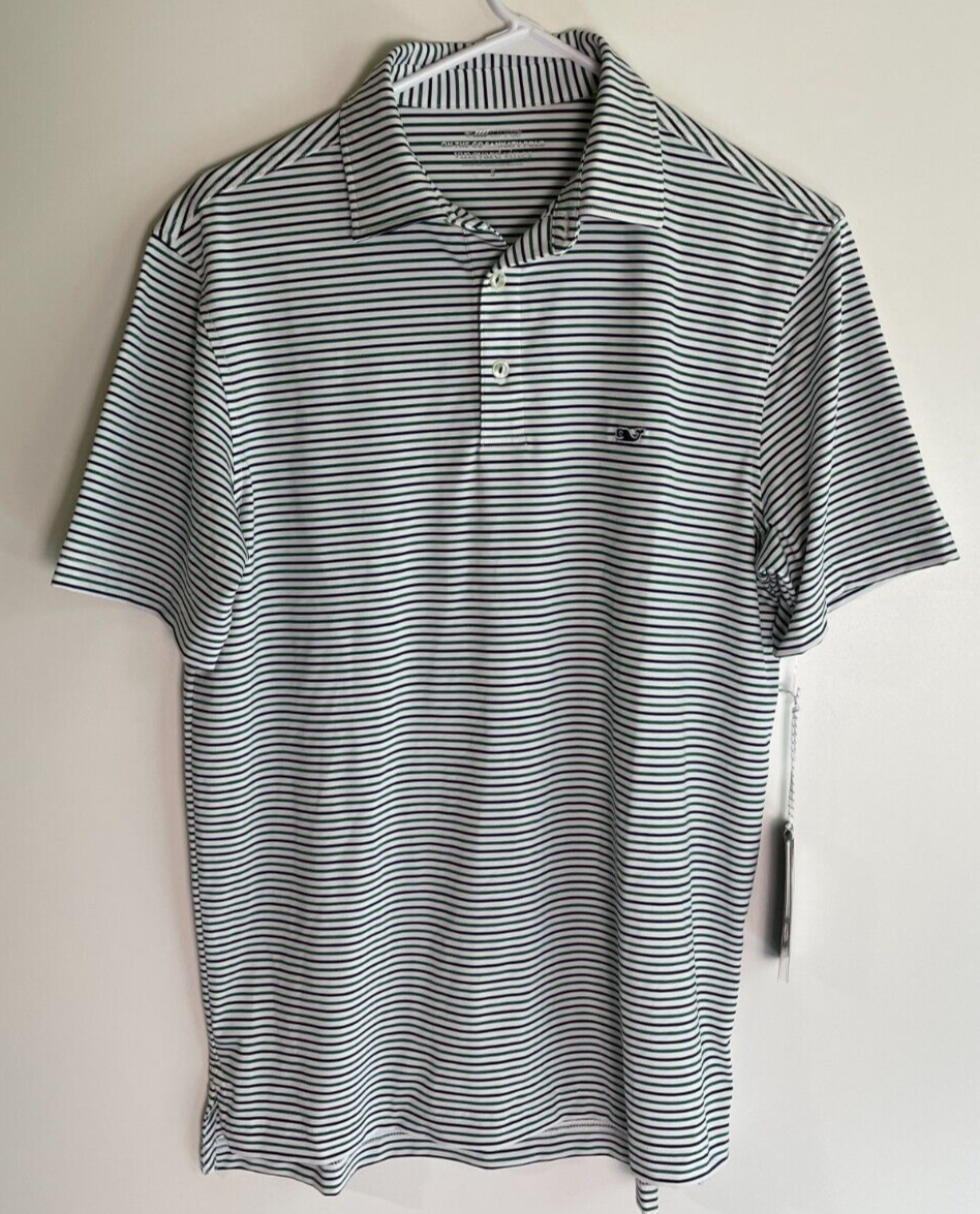 Vineyard Vines Men's S Sankaty Stripe Bradley Polo Shirt Green 1G012283