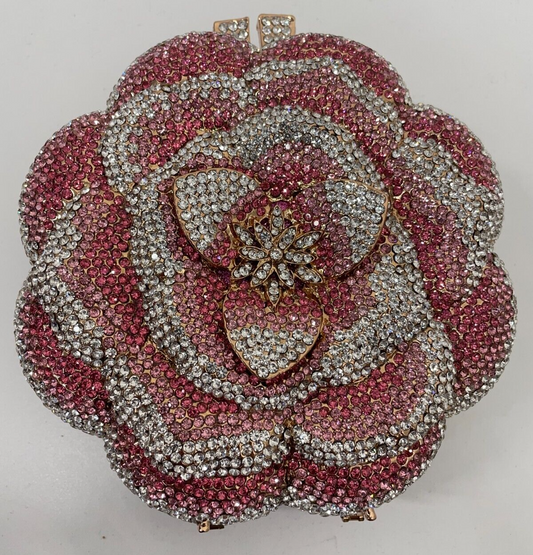 Verano Hill Jeline Flower Clutch Bag Pink Elegant Rhinestones Embellishment