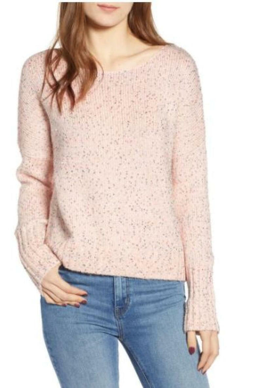 Rebecca Minkoff Womens S Pale Pink Sequin Scoop Neck Pullover Knit Katia Sweater